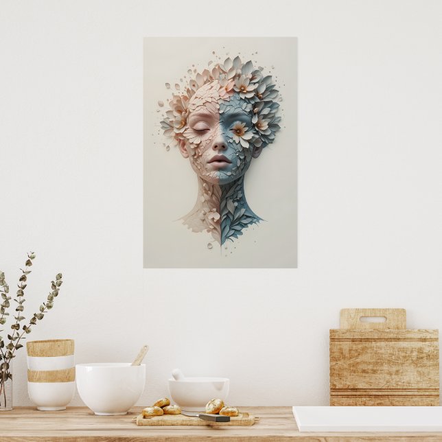 Plant-Human Fusion Poster Abstract Wall Art (Kitchen)