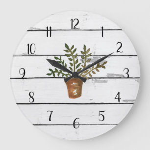 Plant in Pot Gardener Rustic Shiplap Large Clock