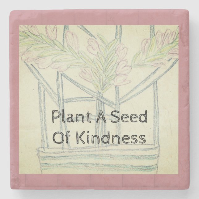 Plant Kindness  Stone Coaster (Front)