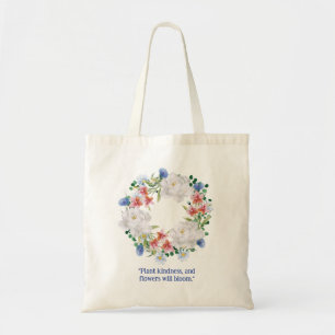 Plant Kindness White Botanical Wreath Tote Bag