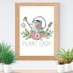 Plant Lady Boho Watercolor Gardener Humor Chic Poster