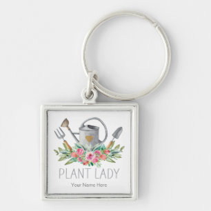 Plant Lady Boho Watercolor Gardener Humour Keychain