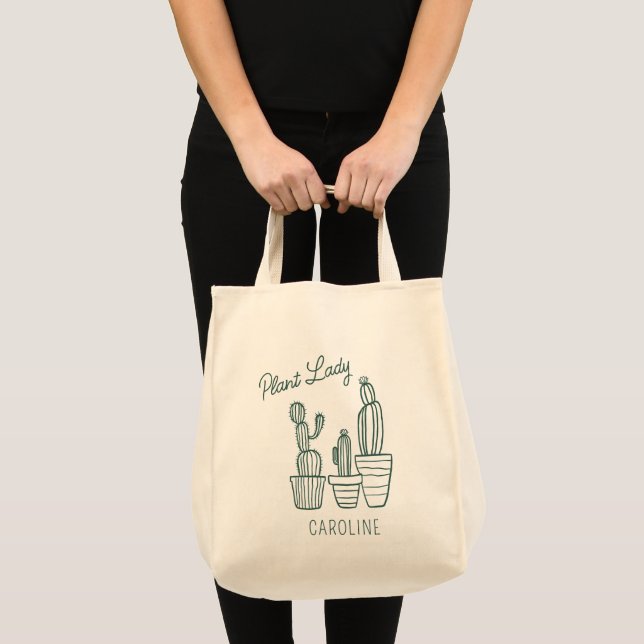 Plant Lady Cactus Succulent Gardening Lover Name Tote Bag (Front (Product))