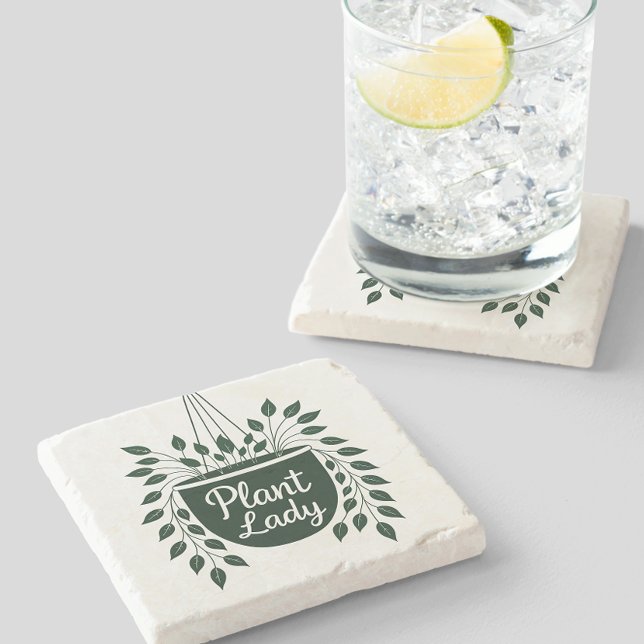 Plant Lady Hanging Plant Stone Coaster (Creator Uploaded)