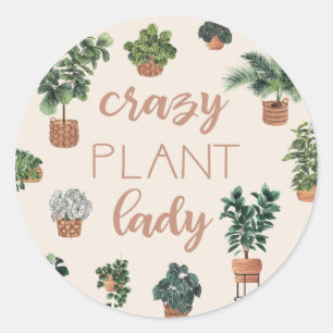 Plant Lady Iluustration Classic Round Sticker
