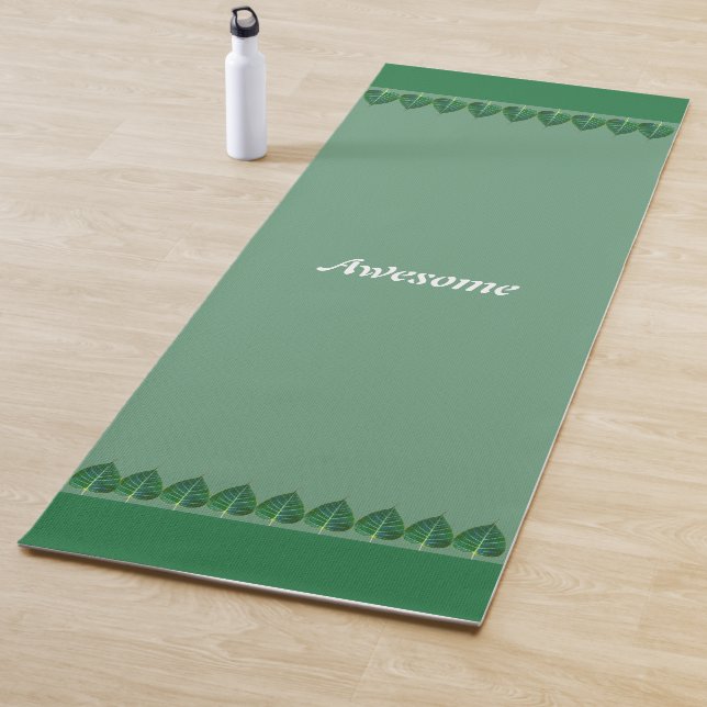 Plant Leaves on Green Personalized Yoga Mat (In Situ)