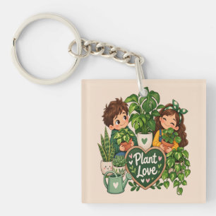 Plant Love Cute Plant Lover Gardening Design Keychain