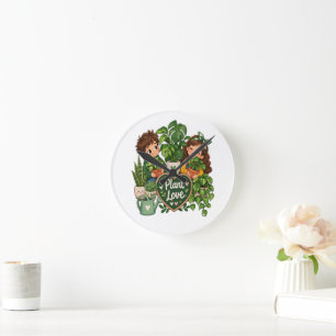 Plant Love Cute Plant Lover Gardening Design Round Clock