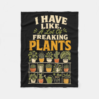 Plant Lover A Lot Of Plants Funny Line Art Retro Fleece Blanket