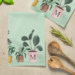 Plant Lover Chic Watercolor Potted Plants Monogram Kitchen Towel<br><div class="desc">Are you crazy about plants? or know someone who just can't get enough of their plants? Then this "Crazy Plant Lady" kitchen towel is perfect for yourself or as a gift. Our design features our beautiful chic handpainted watercolor potted plants. Personalize the pot with your monogram. All artwork by Moodthology....</div>