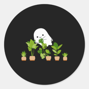 Plant Lover Cute Halloween Ghost Gift  Classic Round Sticker