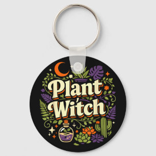 Plant lover gardening halloween plant witch keychain