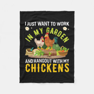 Plant Lover In My Garden With My Chickens Fleece Blanket