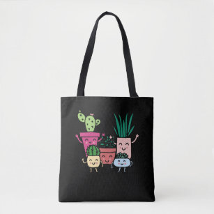 Plant Lover Kawaii Cactus Collection Gardening Tote Bag