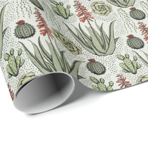 Plant Lover Sage Green Aloe Vera Succulents Cactus Wrapping Paper