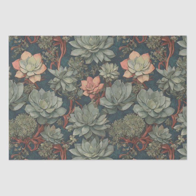 Plant Lover Succulents Pattern Tissue Paper (Front)