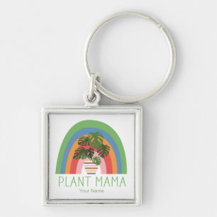 Plant Mama Boho Rainbow Garden Monstera Leaves Keychain