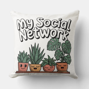 Plant Mom and Dad My Social Network Plants lovers Throw Pillow