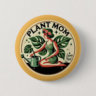 Plant Mom Fairy Monstera Plants 2 Inch Round Button