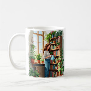 Plant Mom Gardening Book Nook - Indoor Gardening L Coffee Mug