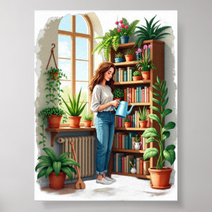 Plant Mom Gardening Book Nook - Indoor Gardening L Poster