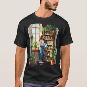 Plant Mom Gardening Book Nook - Indoor Gardening L T-Shirt
