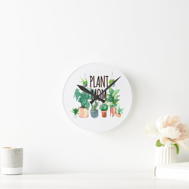 Plant Mom -Gardening, Planter Gift For Mom Round Clock (Home)