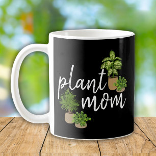 Plant Mom Green Houseplants Black Background Coffee Mug