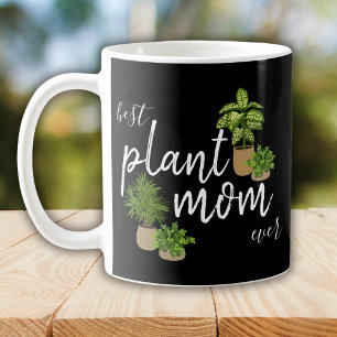 Plant Mom Green Houseplants Black Botanical Coffee Mug