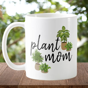 Plant Mom Green Houseplants Botanical Script Coffee Mug