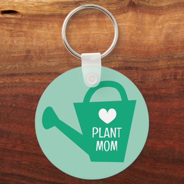 Plant Mom keychain with custom monogram (Front)