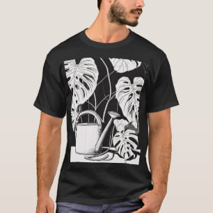 Plant Mom Minimalist Line Art Monstera Leaf Sticke T-Shirt