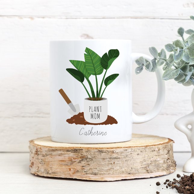 Plant Mom Personalized Plant Lover Two-Tone Coffee Mug (Creator Uploaded)
