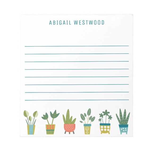 Plant Mom Potted Plants Personalized Name Notepad (Front)