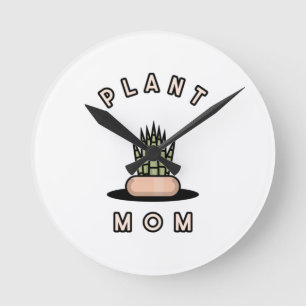 Plant Mom Round Clock
