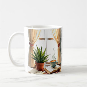 Plant Parent Reading Nook Succulent and Book Cozy Coffee Mug