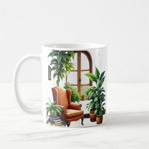 Plant Parents Reading Nook Cozy Garden Watercolor Coffee Mug