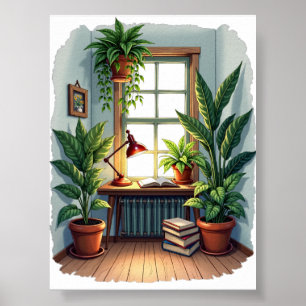 Plant Parents Reading Nook - Cozy Vibes Poster