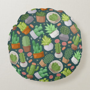 Plant pattern round pillow