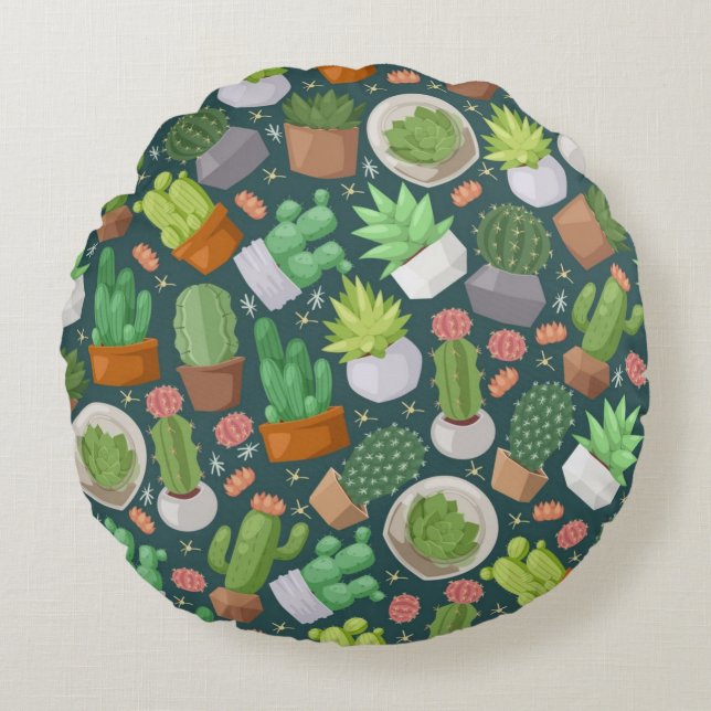 Plant pattern round pillow (Front)