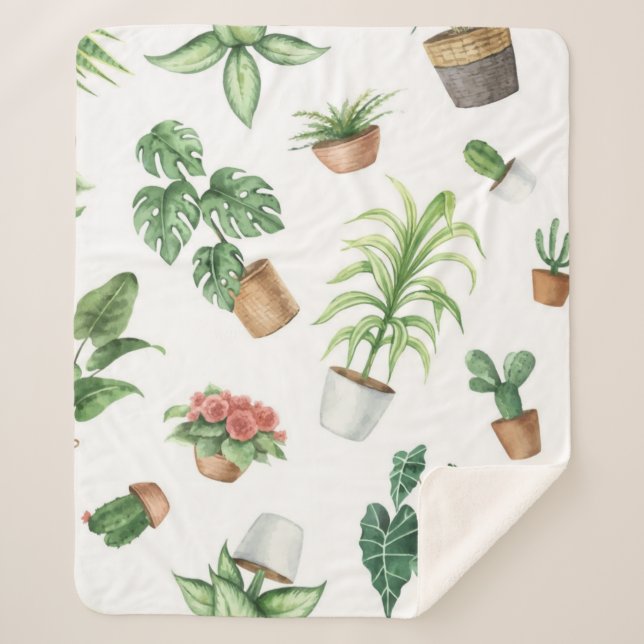 Plant pattern sherpa blanket (Front)