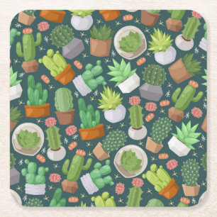 Plant pattern square paper coaster