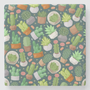 Plant pattern stone coaster