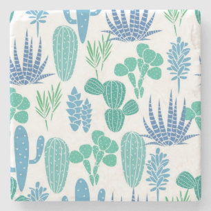Plant pattern stone coaster