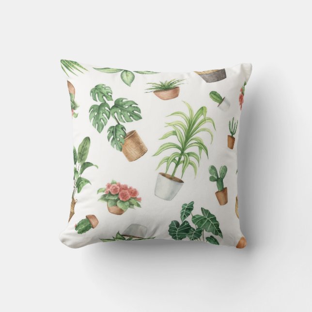 Plant pattern throw pillow (Front)