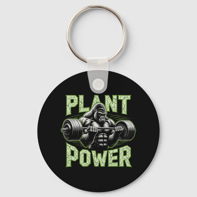 Plant Power Tee - Vegan And Vegetarian Gym Workout Keychain (Front)
