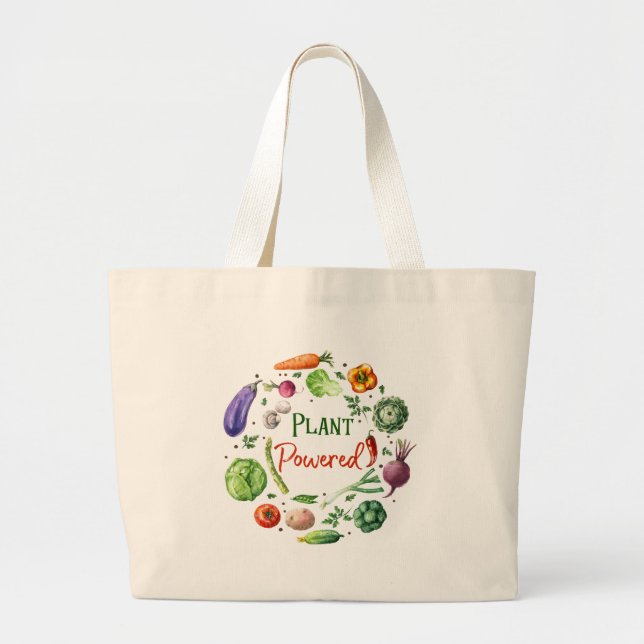 Plant-Powered Designs Large Tote Bag (Front)