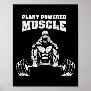 Plant Powered Muscle Vegan Power Bodybuilding Gym Poster