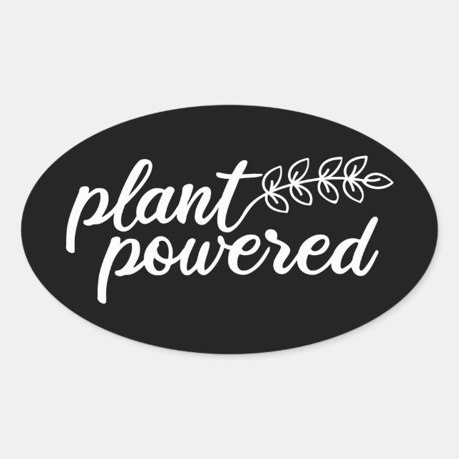 Plant Powered, Vegan,  Oval Sticker (Front)