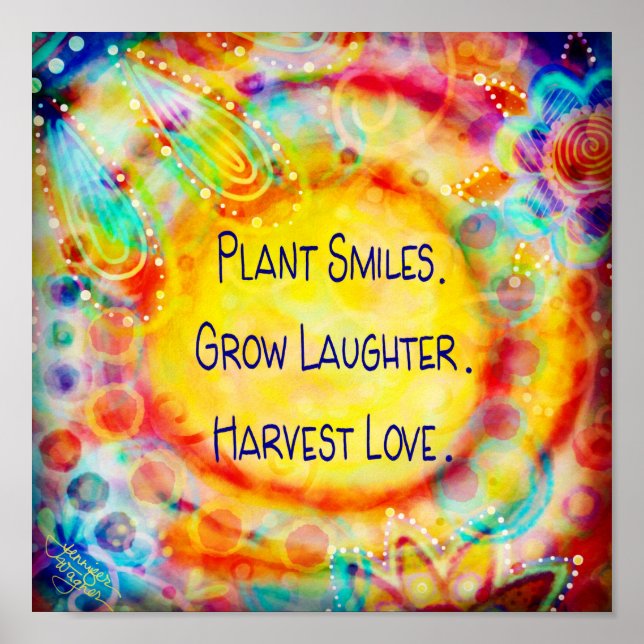 Plant Smiles Cheerful Inspirational Poster (Front)